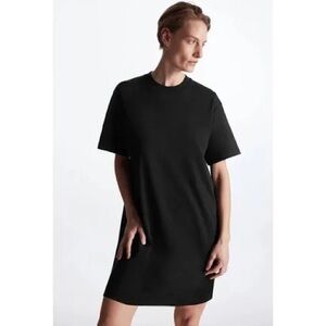 EUC COS Black Cotton Towel Terry T-Shirt Dress szS